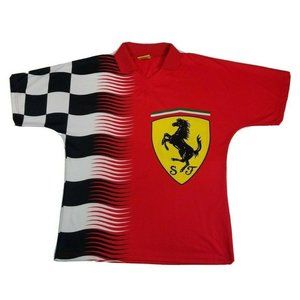 Vtg Ferrari Soccer Polo Jersey Large Made In Italy